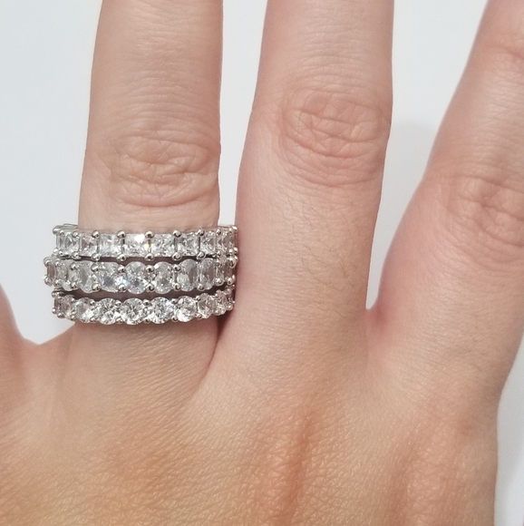 3Pc sterling silver Eternity Band - Picture 4 of 7